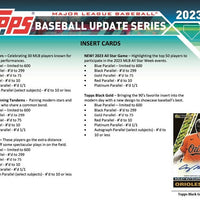 2023 Topps Baseball UPDATE Series Factory Sealed Blaster Box with 3 Blaster Exclusive Base Card Parallels