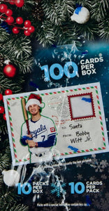 2024 Topps Baseball Holiday MEGA BOX Containing 100 Cards Including 1 Relic, Autograph or Autograph Relic Plus an Ornament Box Loader in Every Box