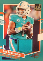 Tua Tagovailoa 2023 Panini Donruss Threads Series Mint Insert Card #DTH-TUA Featuring an Authentic Green Jersey Swatch
