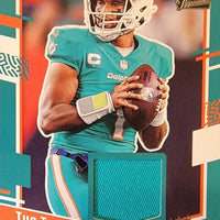 Tua Tagovailoa 2023 Panini Donruss Threads Series Mint Insert Card #DTH-TUA Featuring an Authentic Green Jersey Swatch