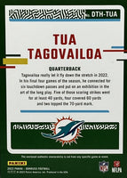 Tua Tagovailoa 2023 Panini Donruss Threads Series Mint Insert Card #DTH-TUA Featuring an Authentic Green Jersey Swatch
