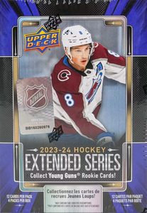 2023 2024 Upper Deck Hockey EXTENDED Series Blaster Box with Chance for Connor Bedard Rookie Year Inserts Plus Young Guns Rookie Cards of Logan Cooley and Adam Fantilli Plus