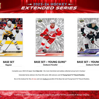 2023 2024 Upper Deck Hockey EXTENDED Series Blaster Box with Chance for Connor Bedard Rookie Year Inserts Plus Young Guns Rookie Cards of Logan Cooley and Adam Fantilli Plus