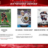 2023 2024 Upper Deck Hockey EXTENDED Series Blaster Box with Chance for Connor Bedard Rookie Year Inserts Plus Young Guns Rookie Cards of Logan Cooley and Adam Fantilli Plus