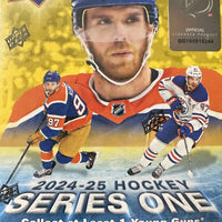 2024 2025 Upper Deck Series One Hockey Unopened Blaster Box of Packs with a Young Guns Rookie Card and Green Dazzler Card Plus