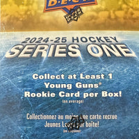 2024 2025 Upper Deck Series One Hockey Unopened Blaster Box of Packs with a Young Guns Rookie Card and Green Dazzler Card Plus