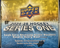 2024 2025 Upper Deck Series One Hockey Unopened Blaster Box of Packs with a Young Guns Rookie Card and Green Dazzler Card Plus
