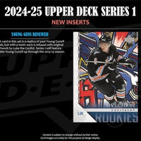 2024 2025 Upper Deck Series One Hockey Unopened Blaster Box of Packs with a Young Guns Rookie Card and Green Dazzler Card Plus