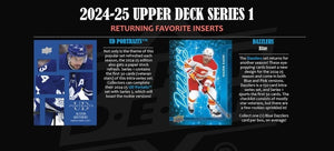 2024 2025 Upper Deck Series One Hockey Unopened Blaster Box of Packs with a Young Guns Rookie Card and Green Dazzler Card Plus