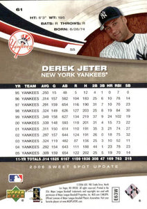 2006 Upper Deck Sweet Spot Baseball Update Series Complete Mint 100 Card Set Loaded with Stars and Hall of Famers including Derek Jeter, Greg Maddux, David Ortiz and Ken Griffey Jr Plus