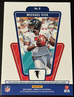 Michael Vick 2023 Donruss Elite Throwback Threads Series Mint Insert Card #8 Featuring an Authentic Red Jersey Swatch #125/375 Made
