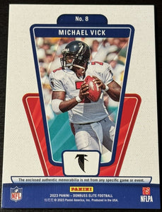 Michael Vick 2023 Donruss Elite Throwback Threads Series Mint Insert Card #8 Featuring an Authentic Red Jersey Swatch #125/375 Made