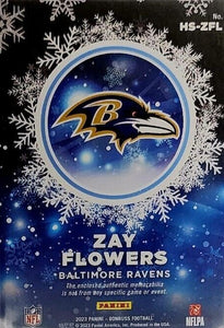 Zay Flowers 2023 Panini Donruss ROOKIE SWEATERS PATCH Series Mint Rookie Insert Card #HS-ZFL Featuring a Black, White and Purple Jersey Swatch