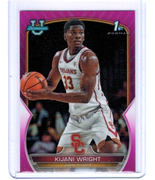 Kijani Wright 2023 Bowman Chrome University Pink Refractor Series Mint Card #51