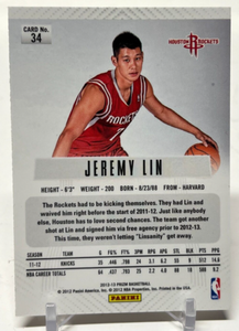 Jeremy Lin 2012 2013 Panini Prizm Series Mint Card #34  First Year Of Prizm