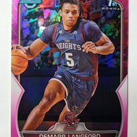 DeMarr Langford 2022 2023 Bowman University Chrome Pink Refractor Mint Rookie Card #53