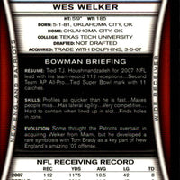 Wes Welker 2008 Bowman Gold Series Mint Card #75