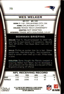 Wes Welker 2008 Bowman Gold Series Mint Card #75