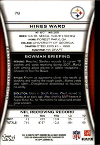 Hines Ward 2008 Bowman Gold Series Mint Card #78