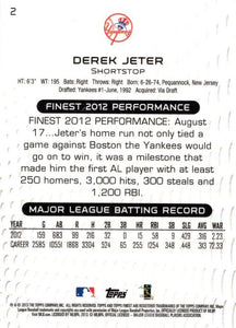 Derek Jeter 2013 Topps Finest Series Mint Card #2