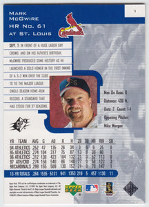 Mark McGwire 1999 Upper Deck SPX Series Mint Card #1