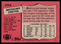 Anthony Carter 1987 Topps Series Mint Card #202
