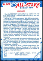 Karl Malone 1989 1990 Fleer Sticker Series Mint Card #1
