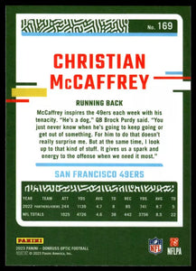 Christian McCaffrey 2023 Panini Donruss Optic Series Mint Card #169