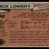 Nick Lowery 1981 Topps Series Mint Rookie Card #213