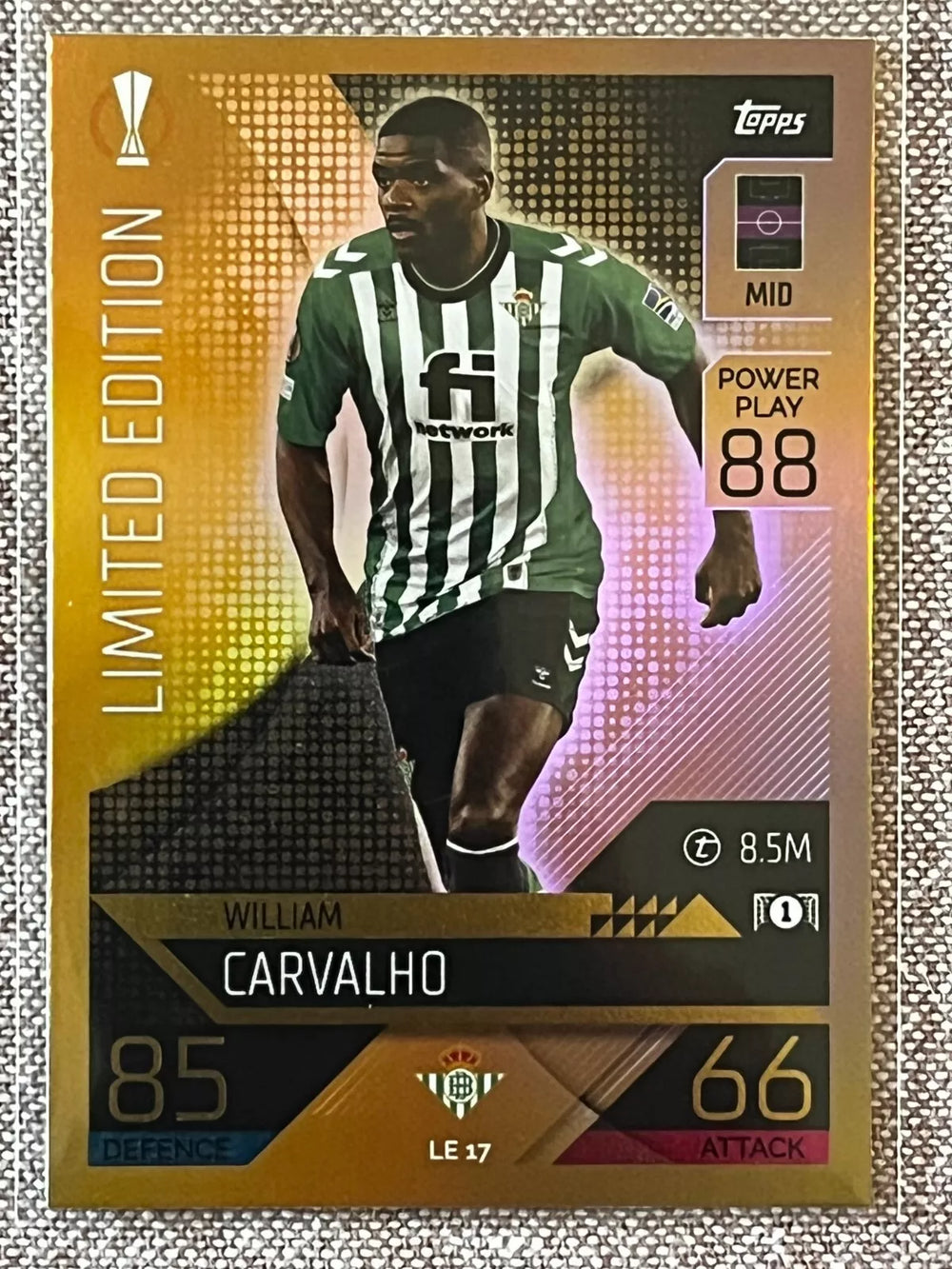 William Carvalho 2022 2023 Topps Match Attax Limited Edition Gold Series Mint Card #LE 17