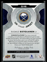 Rasmus Ristolainen 2017 2018 Upper Deck Game Used Jersey Card #GJ-RI
