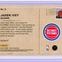 Jaden Ivey 2022 2023 Panini Hoops Rookie Greetings Series Mint Rookie Card #5