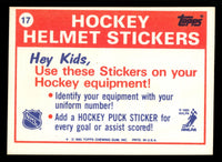 New York Rangers 1985 1986 Topps Sticker #17
