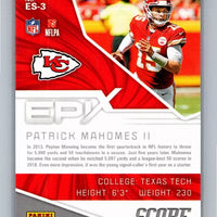 Patrick Mahomes II 2019 Score Epix Season Series Mint Card  #ES-3