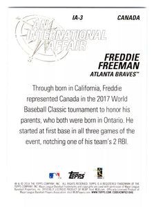 Freddie Freeman 2018 Topps Update An International Affair Series Mint Card #3