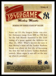 Mickey Mantle 2010 Topps Tales of the Game Series Card #TOG-9