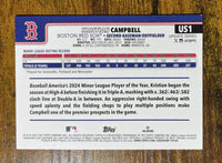 Kristian Campbell 2025 Topps Update Mint Rookie Card #US1
