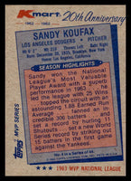 Sandy Koufax 1982 Topps Kmart 20th Anniversary Series Mint Card #4

