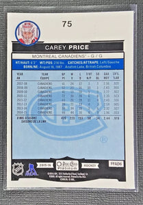 Carey Price 2015 2016 O-Pee-Chee Platinum Series Mint Card #75