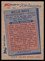 Willie Mays 1982 Topps Kmart 20th Anniversary Series Mint Card #8
