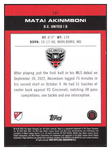 Matai Akinmboni 2023 Topps MLS Pitch Prodigies Tile Series Mint Card #121