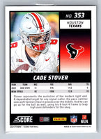 Cade Stover 2024 Panini Score Green Series Mint Rookie Card #353
