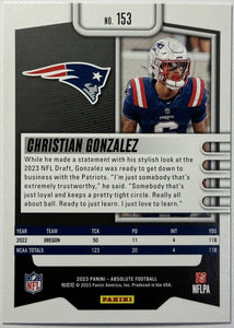 Christian Gonzalez 2023 Panini Absolute Series Mint Rookie Card #153
