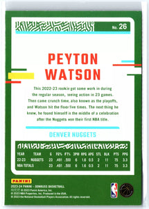 Peyton Watson 2023 2024 Donruss Green Laser Series Mint Card #26