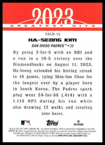 Ha-Seong Kim  2024 Topps 2023 Greatest Hits Series Mint Card #23GH-15