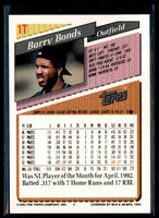 Barry Bonds 1993 Topps Traded Series Mint Card #1T
