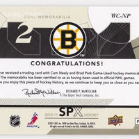 Cam Neely and Brad Park 2010-2011 SPx Winning Combos Game Used Jersey #WC-NP