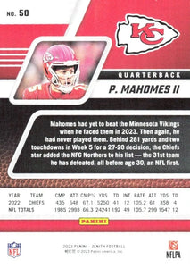 Patrick Mahomes II 2023 Panini Zenith Series Mint Card #50