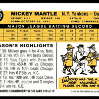 Mickey Mantle 1996 Topps Commemorative Series Mint Card #10