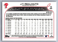 J.T. Realmuto 2022 Topps Chrome Pink Refractor Series Mint Card #13

